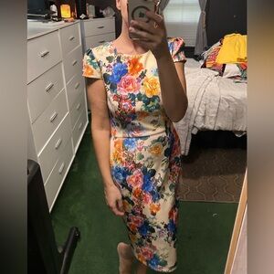 Betsey Johnson Multicolor Floral Midi Dress
